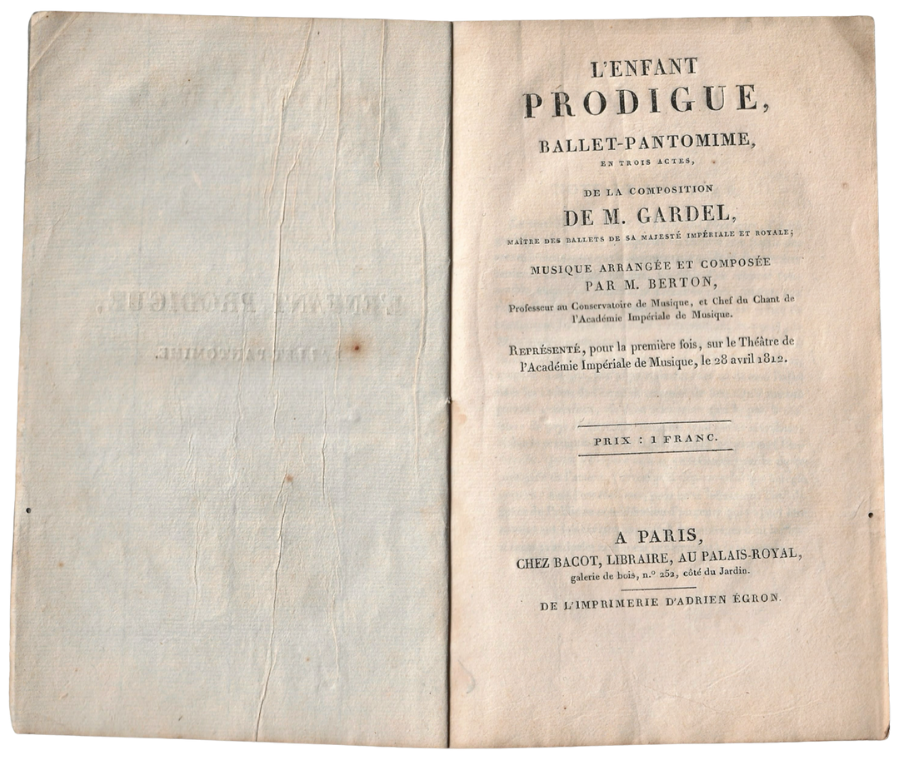 Libreto del ballet de Pierre Gardel